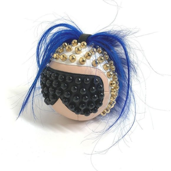 Authentic FENDI Karl Lagerfeld Studded Panquito Key Holder Bag Charm - Picture 1 of 9